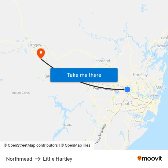 Northmead to Little Hartley map