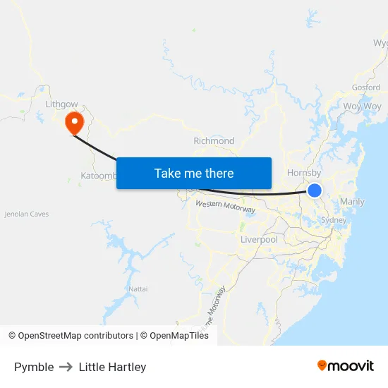 Pymble to Little Hartley map
