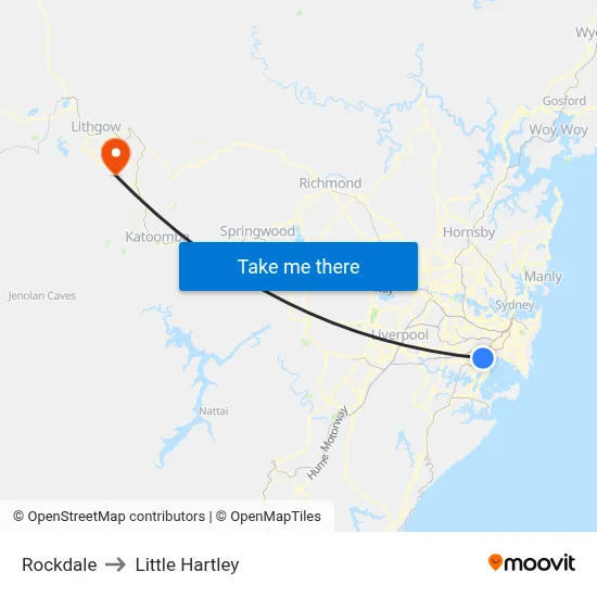 Rockdale to Little Hartley map
