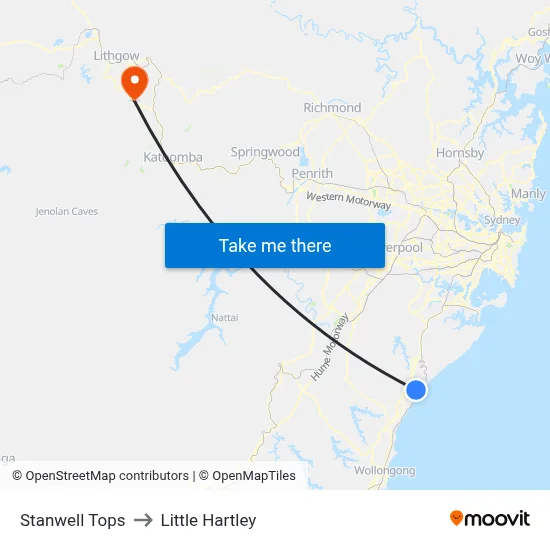 Stanwell Tops to Little Hartley map