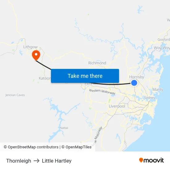 Thornleigh to Little Hartley map
