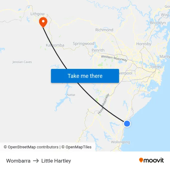 Wombarra to Little Hartley map