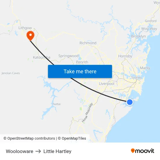 Woolooware to Little Hartley map