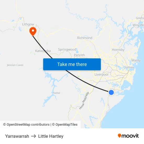 Yarrawarrah to Little Hartley map