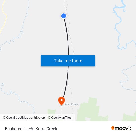 Euchareena to Kerrs Creek map