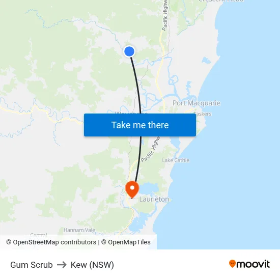Gum Scrub to Kew (NSW) map