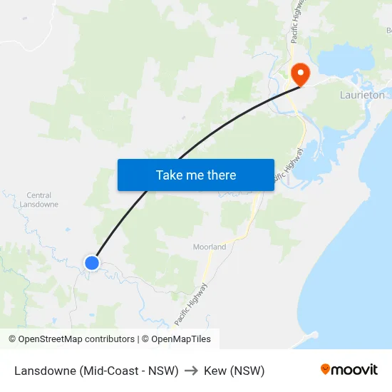 Lansdowne (Mid-Coast - NSW) to Kew (NSW) map