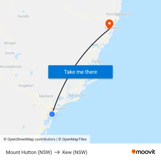 Mount Hutton (NSW) to Kew (NSW) map