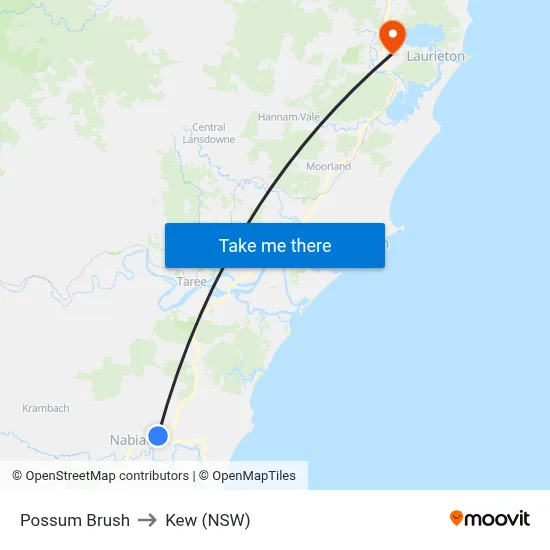 Possum Brush to Kew (NSW) map