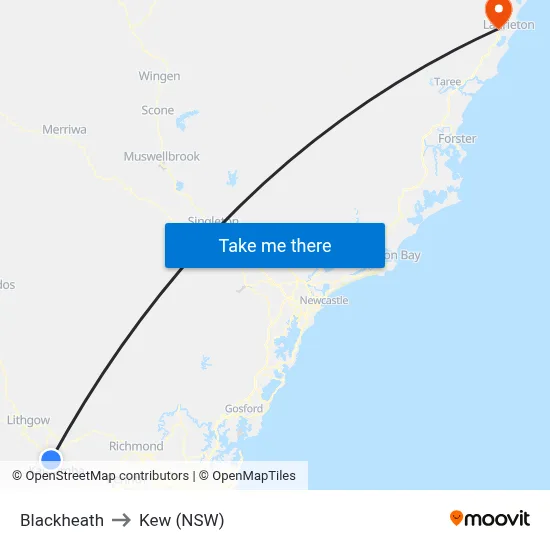 Blackheath to Kew (NSW) map