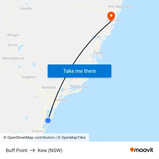 Buff Point to Kew (NSW) map