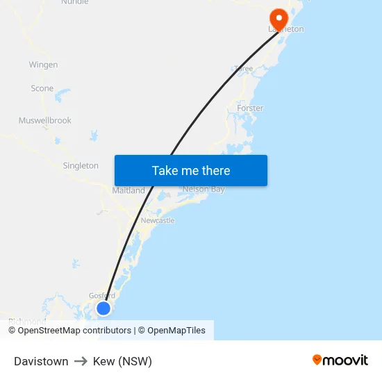Davistown to Kew (NSW) map