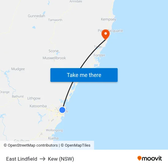 East Lindfield to Kew (NSW) map
