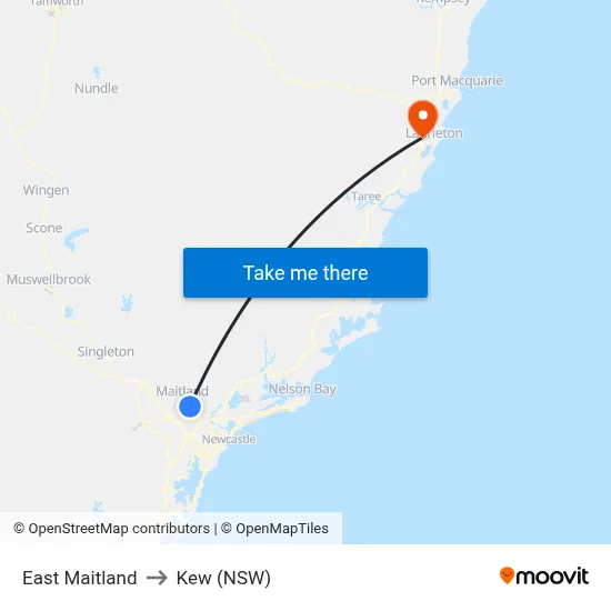 East Maitland to Kew (NSW) map