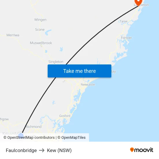 Faulconbridge to Kew (NSW) map
