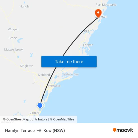 Hamlyn Terrace to Kew (NSW) map
