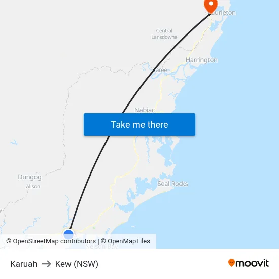Karuah to Kew (NSW) map