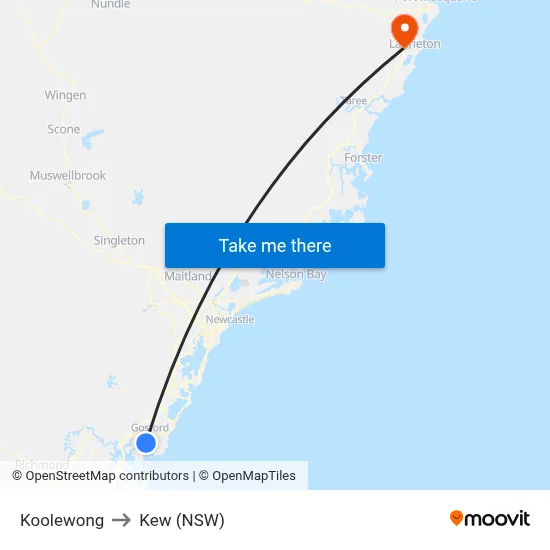 Koolewong to Kew (NSW) map
