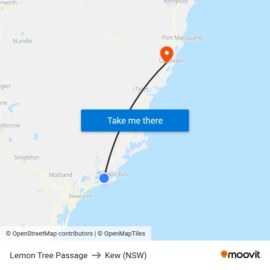 Lemon Tree Passage to Kew (NSW) map