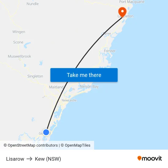 Lisarow to Kew (NSW) map