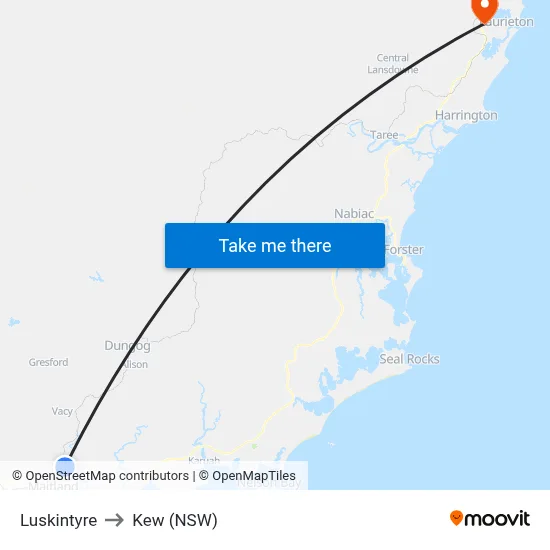 Luskintyre to Kew (NSW) map
