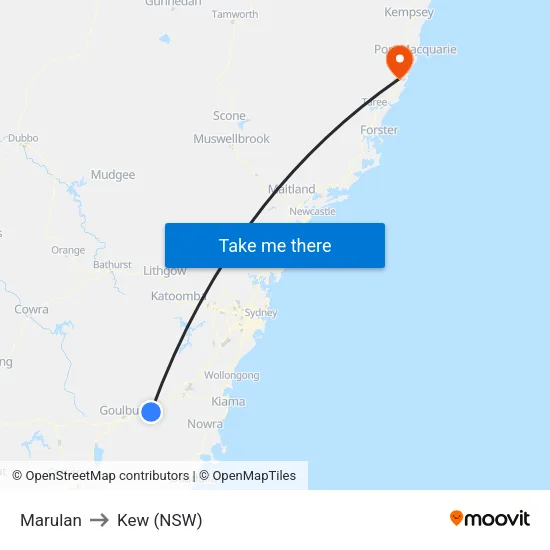 Marulan to Kew (NSW) map