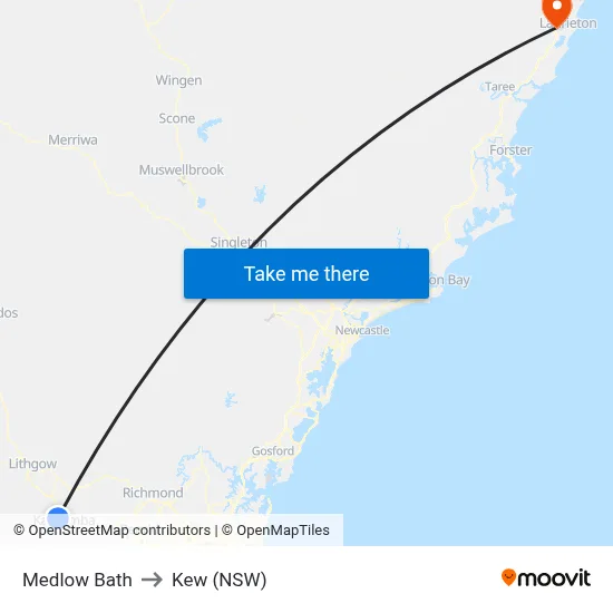 Medlow Bath to Kew (NSW) map