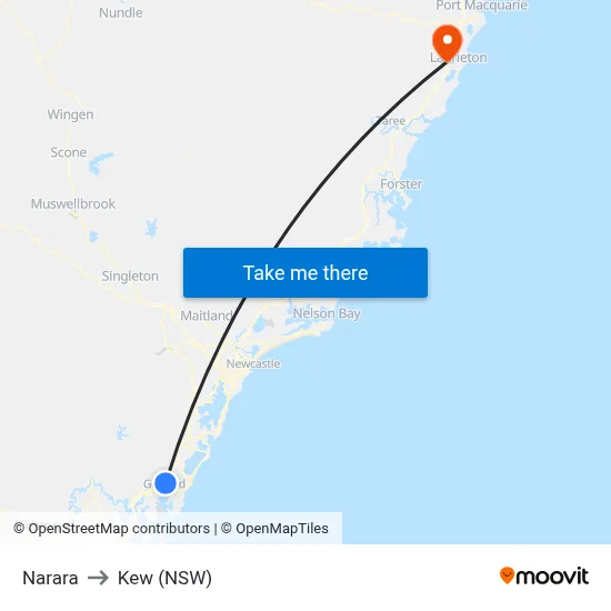 Narara to Kew (NSW) map