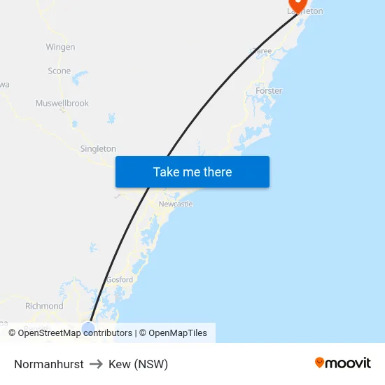 Normanhurst to Kew (NSW) map