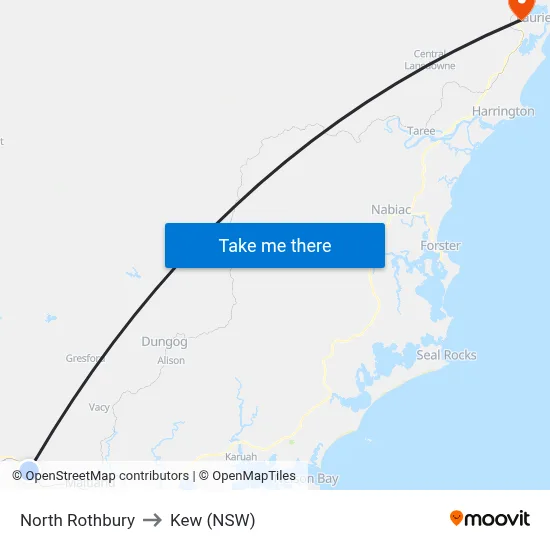 North Rothbury to Kew (NSW) map