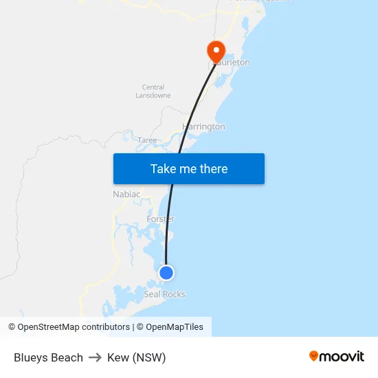 Blueys Beach to Kew (NSW) map