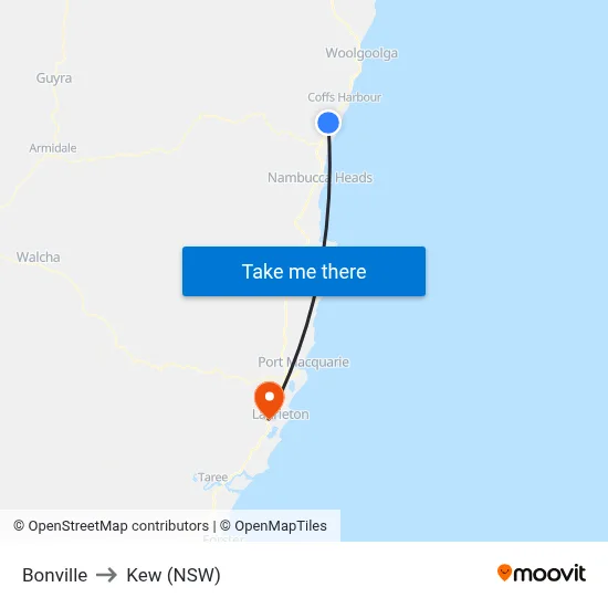 Bonville to Kew (NSW) map