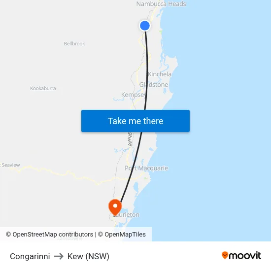 Congarinni to Kew (NSW) map