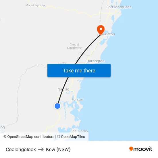 Coolongolook to Kew (NSW) map
