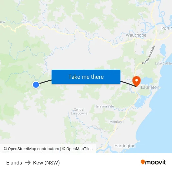 Elands to Kew (NSW) map