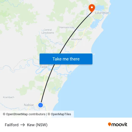 Failford to Kew (NSW) map