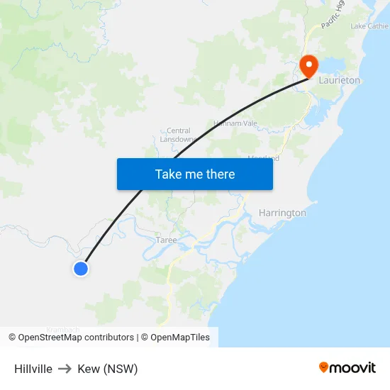 Hillville to Kew (NSW) map
