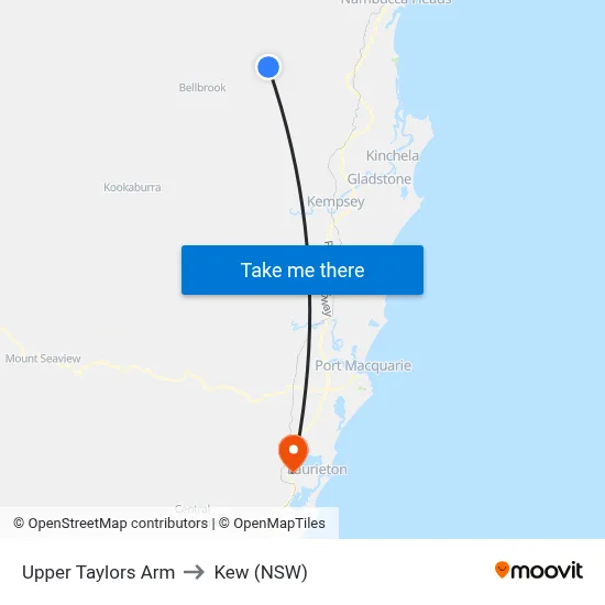 Upper Taylors Arm to Kew (NSW) map