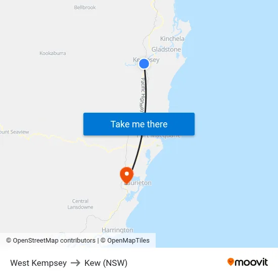 West Kempsey to Kew (NSW) map