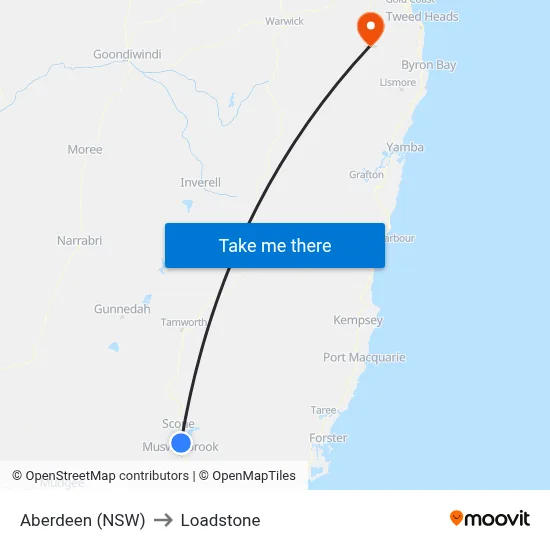 Aberdeen (NSW) to Loadstone map