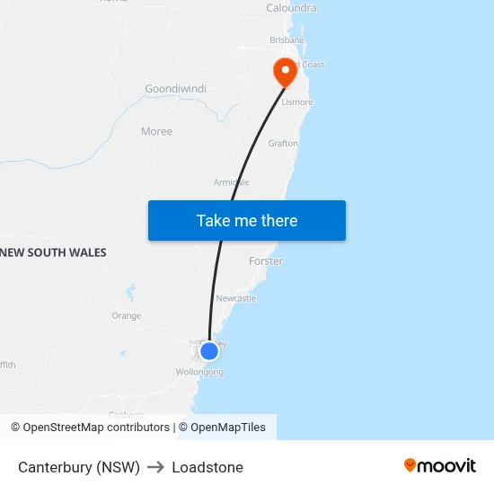Canterbury (NSW) to Loadstone map