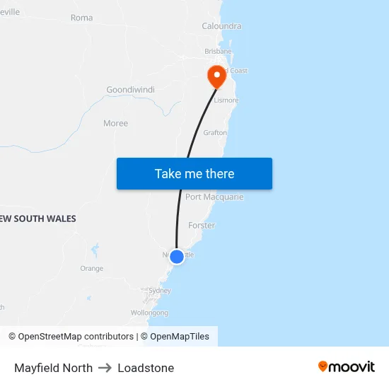 Mayfield North to Loadstone map