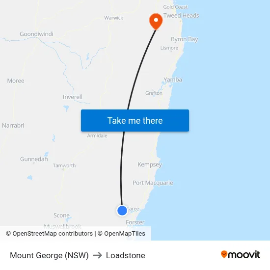Mount George (NSW) to Loadstone map