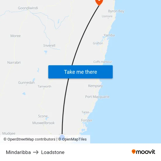 Mindaribba to Loadstone map