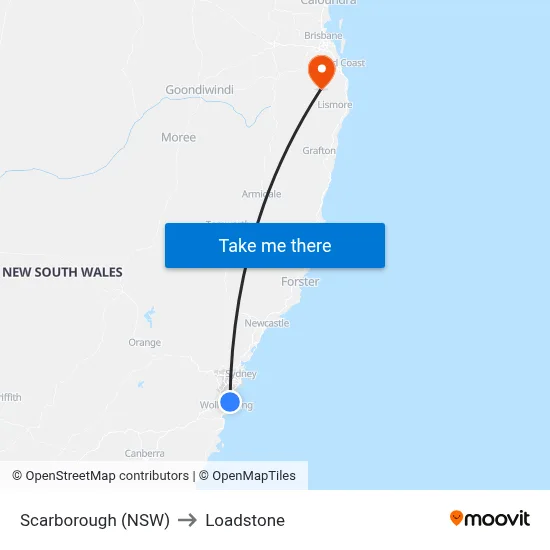 Scarborough (NSW) to Loadstone map