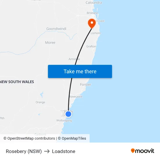Rosebery (NSW) to Loadstone map