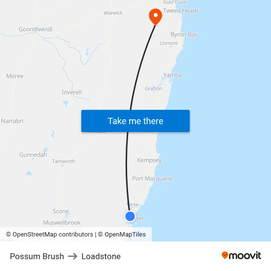 Possum Brush to Loadstone map