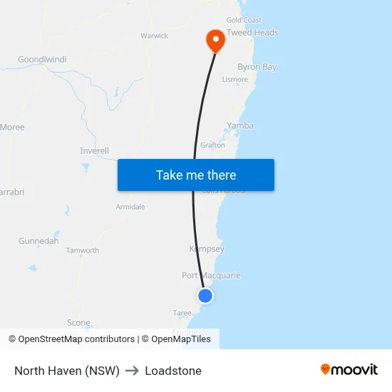 North Haven (NSW) to Loadstone map
