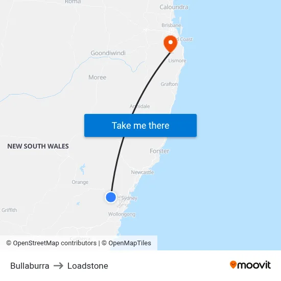 Bullaburra to Loadstone map