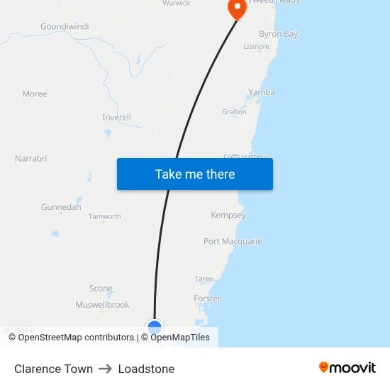 Clarence Town to Loadstone map